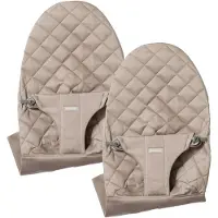 BabyBjörn set van 2 Stoffen Zittingen voor Wipstoel - Geweven klassieke quilt - Zandgrijs