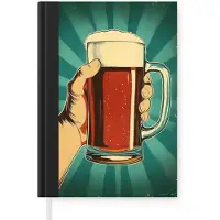 MuchoWow Notitieboek - Schrijfboek - Bierglas - Schuim - Retro - Groen - Notitieboekje klein - A5 formaat - Schrijfblok