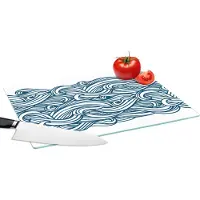 KitchenYeah Glazen Snijplank - 39x28 - Patroon - Golven - Zee - Snijplanken Glas