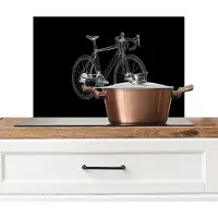 KitchenYeah Spatscherm keuken 70x50 cm - Kookplaat achterwand Lijnen - Illustratie - Wit - Muurbeschermer - Spatwand fornuis - Hoogwaardig aluminium