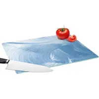 KitchenYeah Glazen Snijplank - 39x28 - Acrylverf - Blauw - Design - Snijplanken Glas