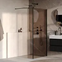 Brauer Oblivion inloopdouche bronsglas 90cm met 30cm zijwand zwart mat