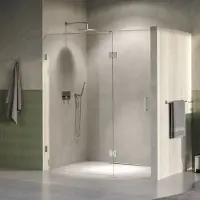 Brauer Void profielloze nisdeur 170cm met draaideur 70cm aan glas RVS geborsteld PVD