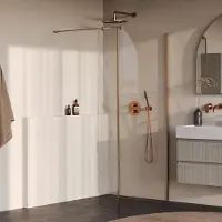 Brauer Oblivion inloopdouche helder glas 100cm met 40cm zijwand koper geborsteld PVD