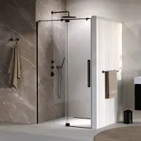 Brauer Stellar nisdeur met vaste wand 88.5-100cm zwart mat