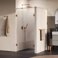 Brauer Void profielloze nisdeur 90cm met draaideur 60cm aan muur koper geborsteld PVD