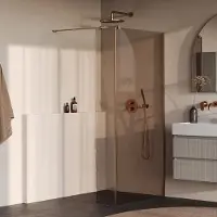 Brauer Oblivion inloopdouche bronsglas 120cm met 30cm zijwand koper geborsteld PVD