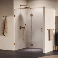 Brauer Void profielloze nisdeur 160cm met draaideur 70cm aan glas koper geborsteld PVD