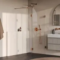 Brauer Void profielloze inloopdouche 90cm met 40cm zijwand koper geborsteld PVD