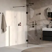 Brauer Void profielloze inloopdouche 110cm met 40cm zijwand zwart mat