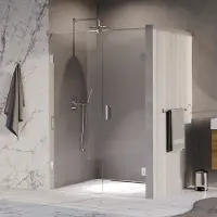Brauer Void profielloze nisdeur 140cm met draaideur 70cm aan muur chroom