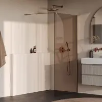 Brauer Oblivion inloopdouche bronsglas 100cm koper geborsteld PVD