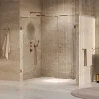 Brauer Void profielloze nisdeur 190cm met draaideur 70cm aan muur messing geborsteld PVD