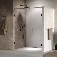 Brauer Void profielloze nisdeur 150cm met draaideur 70cm aan muur zwart mat