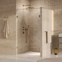 Brauer Void profielloze nisdeur 110cm met draaideur 60cm aan muur messing geborsteld PVD