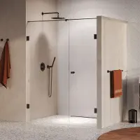 Brauer Void Carving profielloze nisdeur 160cm met draaideur 70cm aan muur gunmetal geborsteld PVD
