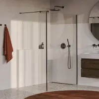 Brauer Oblivion inloopdouche helder glas 140cm met 30cm zijwand gunmetal geborsteld PVD