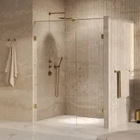 Brauer Void profielloze nisdeur 150cm met draaideur 70cm aan muur messing geborsteld PVD