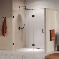 Brauer Void profielloze nisdeur 170cm met draaideur 70cm aan glas gunmetal geborsteld PVD