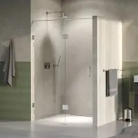 Brauer Void profielloze nisdeur 130cm met draaideur 60cm aan glas RVS geborsteld PVD