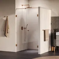 Brauer Void Carving profielloze nisdeur 120cm met draaideur 60cm aan muur koper geborsteld PVD