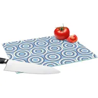 KitchenYeah Glazen Snijplank - 28x20 - Cirkel - Blauw - Patroon - Snijplanken Glas