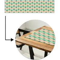 MuchoWow Tafelloper 200x50 cm - Tafelmat vinyl Retro - Bloemen - Design - Groen - Oranje - Tafeldecoratie - Tafelversiering - Keuken decoratie - Tafel versiering