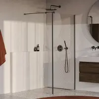 Brauer Oblivion inloopdouche helder glas 90cm met 30cm zijwand gunmetal geborsteld PVD