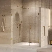 Brauer Void profielloze nisdeur 170cm met draaideur 70cm aan muur messing geborsteld PVD