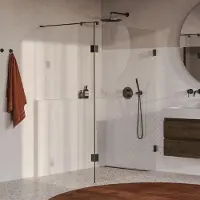 Brauer Void profielloze inloopdouche 140cm met 40cm zijwand gunmetal geborsteld PVD