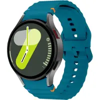 Strap-it Siliconen Wave bandje - Geschikt voor Samsung Galaxy Watch 7 (40 & 44mm) / Galaxy Watch 6 (Classic) / Galaxy Watch 5 (Pro) / Galaxy Watch 4 (Classic) - groenblauw
