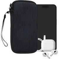 Kwmobile Telefoontasje voor XXL - 7" Hoesje - Van Neopreen en Ribfluweel - Mobieltasje 17,8 x 8,5 cm - Smartphone tasje in marineblauw