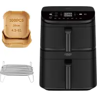Cosori XXL Airfryer Turbo Tower - 10.8 liter inhoud - 2 manden apart in te stellen - 7 programma's - met 100 stuks bakpapier