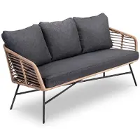 BUITEN living Flow 3-zits tuinbank | wicker + aluminium | bamboe antraciet | 162cm