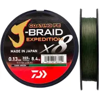 Daiwa J-Braid Expedition X8, 3000 meter, 0,28 mm, 26,40 kg / 57,32 lbs, donkergroen, gevlochten visdraad, artikelnummer 12551-328