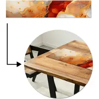 MuchoWow Tafelloper 150x30 cm - Tafelmat vinyl Marmer - Oranje - Goud - Modern - Abstract - Tafeldecoratie - Tafelversiering - Keuken decoratie - Tafel versiering
