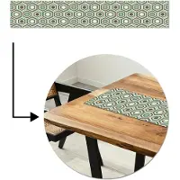 MuchoWow Tafelloper 180x30 cm - Tafelmat vinyl Retro - Honeycomb - Blauw - Bruin - Tafeldecoratie - Tafelversiering - Keuken decoratie - Tafel versiering