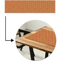 MuchoWow Tafelloper 200x50 cm - Tafelmat vinyl Vintage - Patronen - Bloemen - Oranje - Tafeldecoratie - Tafelversiering - Keuken decoratie - Tafel versiering