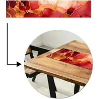 MuchoWow Tafelloper 150x30 cm - Tafelmat vinyl Marmer - Rood - Goud - Modern - Abstract - Tafeldecoratie - Tafelversiering - Keuken decoratie - Tafel versiering