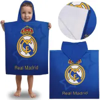 Sarcia.eu Real Madrid Kinderzwemhanddoek, SNELDROGENDE poncho met capuchon voor kinderen 55x110 cm OEKO-TEX