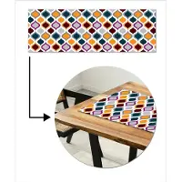 MuchoWow Tafelloper 150x50 cm - Tafelmat vinyl Retro - Lijn - Patroon - Tafeldecoratie - Tafelversiering - Keuken decoratie - Tafel versiering