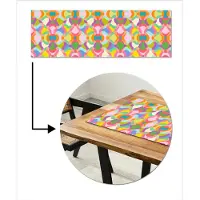 MuchoWow Tafelloper 150x50 cm - Tafelmat vinyl Design - Abstract - Kleuren - Retro - Tafeldecoratie - Tafelversiering - Keuken decoratie - Tafel versiering