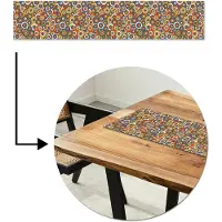 MuchoWow Tafelloper 150x30 cm - Tafelmat vinyl Patroon - Retro - Cirkel - Tafeldecoratie - Tafelversiering - Keuken decoratie - Tafel versiering