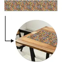 MuchoWow Tafelloper 200x40 cm - Tafelmat vinyl Patroon - Retro - Cirkel - Tafeldecoratie - Tafelversiering - Keuken decoratie - Tafel versiering