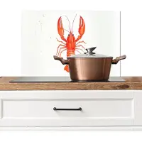 KitchenYeah Spatscherm keuken 60x40 cm - Kookplaat achterwand Kreeft - Waterverf - Aquarel - Oranje - Muurbeschermer - Spatwand fornuis - Hoogwaardig aluminium