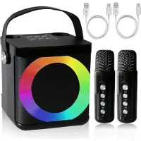 BOG Karaokemachine - Draagbare Karaoke Set Met Draadloze Microfoons Voor Volwassenen En Kinderen, Bluetooth Karaoke Luidspreker Met PA-Systeem, LED Verlichting, Ondersteuning Voor TF/USB/AUX