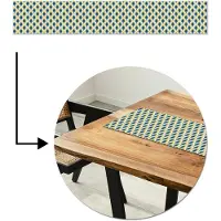 MuchoWow Tafelloper 180x30 cm - Tafelmat vinyl Design - Patroon - Retro - Geel - Blauw - Tafeldecoratie - Tafelversiering - Keuken decoratie - Tafel versiering