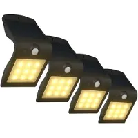 FlinQ Geisha 4-PACK - Solar Wandlamp Buiten - Buitenlamp op Zonne Energie met Bewegingssensor - LED Tuinverlichting met Dag en Nacht Sensor - Buitenverlichting - Zwart