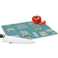 KitchenYeah Glazen Snijplank - 28x20 - Herfst - Patronen - Huis - Snijplanken Glas