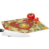 KitchenYeah Glazen Snijplank - 28x20 - Egel - Herfst - Seizoenen - Kind - Design - Snijplanken Glas
